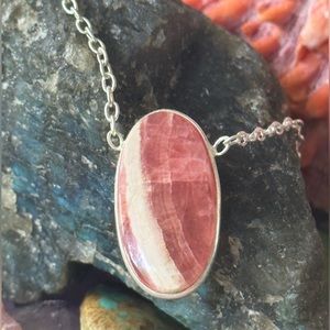 Rhodochrosite necklace 925 solid sterling silver